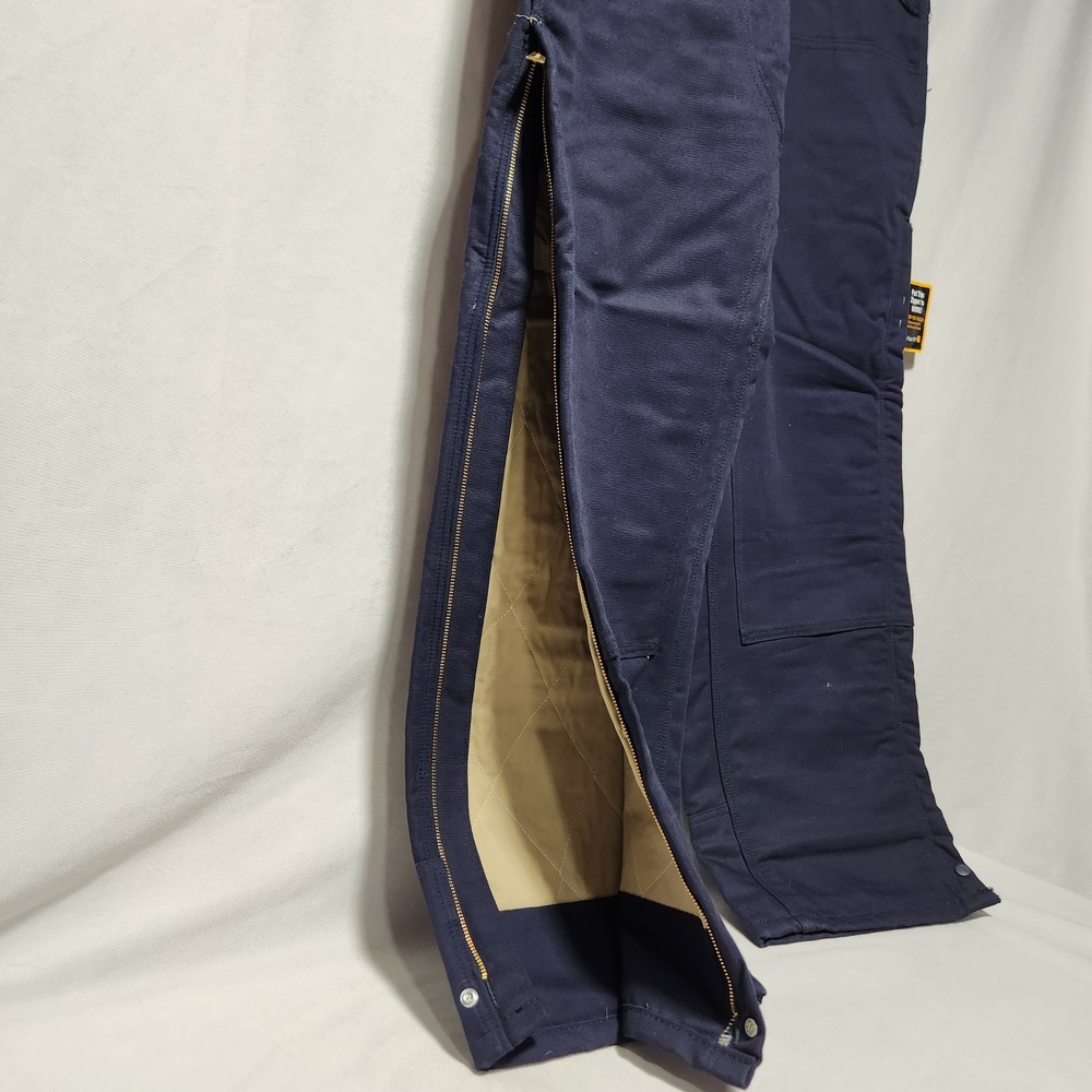 Carhartt FR Canvas Waist Overall Quilt Lined Pant/Jean Navy 38x34 FRB194 HRC 3 - Picture 8 of 14